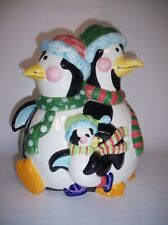 Vintage Mercuries Penguin Family Ceramic Cookie Jar Winter Holiday Christmas picture