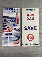Lot Of 2 Vintage Minnesota Paper Maps  M & H Gas/Standard Oil picture