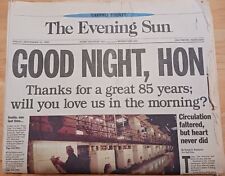 Last Issue, Baltimore Evening Sun 9/15/1995, Good Night, Hon * Vintage * picture