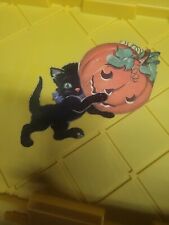 Halloween Black Felt Cat/ Pumpkin picture