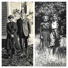 2 Vintage 1920's Photos of Woman & Man Wearing Shriner's Hat Outfit Oregon City picture