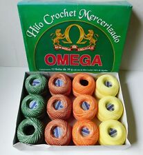 12 Vintage Omega Crochet Thread Original Box Cotton Variegated Fine picture