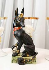 Egyptian God Of The Dead Anubis With Uraeus Crown Standing On Mummy Skull Statue picture