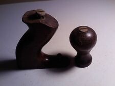 Vintage old wood plane handle set with bolts dark wood rear tote and front knob picture