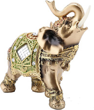 Elephant Statue, Green Lucky Feng Shui Elephant Statue Sculpture Wealth Figurine picture