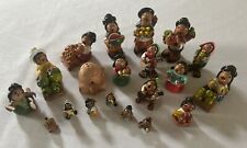LOT OF 20 HANDCRAFTED & HAND-PAINTED CLAY FIGURES BOLIVIA SHELF SITTERS 1/2”-3” picture