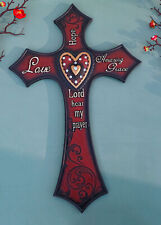 Rustic Western Love Hope Amazing Grace Lord Hear My Prayer Wall Cross Decor picture