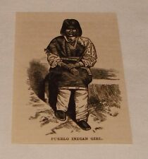small 1883 magazine engraving ~ PUEBLO INDIAN GIRL New Mexico picture
