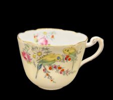 4 Vtg Paragon Teacups Princess Birth of Margaret Rose Birds Floral Yellow 1930 picture