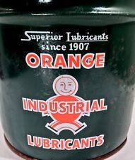 Vintage 1943-1962 Orange Lube Ten Pound Advertising Oil Can Sign Rare And Nice picture