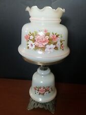 Vintage 'Gone With Wind' Style Pink Floral Milk Glass 3-Way Lamp 17”H  WORKS picture