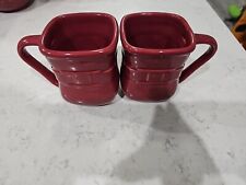 Longaberger Coffee Cup Mug Woven Vitrified Burgundy (Lot of 2) picture