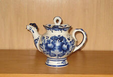 Russian Gzhel Hand Painted Blue White Porcelain Tea Pot picture