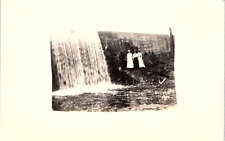 Vintage Late 1800's Early 1900's 3 Women Standing By A Waterfall PCB-2J picture
