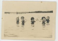 Vintage Photo Lake Swimming Faces In Water Reflection Smiles Fish Family 1920s picture