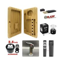 bamboo backflip magnet rolling tray +raw three tree torch grinder rechargeable picture
