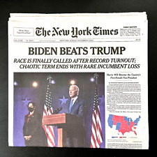 The New York Times Newspaper November 8, 2020 BIDEN BEATS TRUMP Early Edition picture