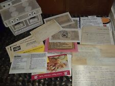 Vintage Grandma’s Recipe Plastic Yarn Box Old Handwritten Clippings  picture