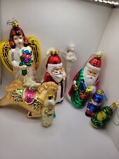 Lot Of Vintage Glass Christmas Ornaments Angel Santa Frog Horse Toy Soldier picture