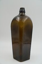 Early Hand Blown Antique Apothecary Brown Glass Liquor Moonshine Bottle picture