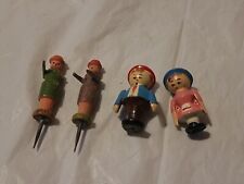 VINTAGE HAND PAINTED WOODEN CAKE TOPPER PEOPLE FIGURINES MINIATURE picture
