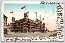 1906 Greetings From Old Orchard Maine ME Hotel Velvet Flags Posted Postcard picture