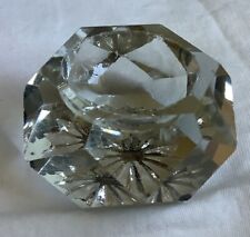 Hexagonal Clear Glass Open Salt Cellar w/Diamond Pattern & Starburst - 1 3/4