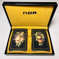 Vintage NOR Northbrook Bridge Playing Cards Case Two Decks Pears Apples Black picture