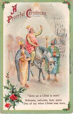 1912 Religious Christmas PC-Wisemen on Camel & a Horse-Bible Verse-Series No.215 picture