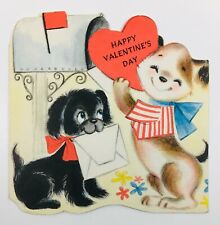 Vintage Folding Valentine Card Patriotic Puppies at Mailbox picture