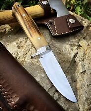 AB CUTLERY CUSTOM HANDMADE STEEL D2 SKINNER KNIFE HANDLE BY STEEL CLIP AND STAG picture