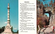 Postcard VA Virginia Poem Yorktown Monument Natural Bridge 1966 PC f1638 picture