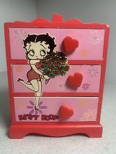 Vintage Betty Boop Three Drawer Jewelry Chest Box Roses & Flowers SEE PICTURES picture