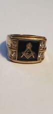Vintage Gold and Black Masonic Freemason Ring Size 9 picture