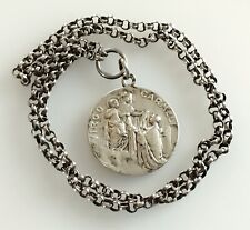 Mama-Estelle Antique Big/Large Medal Christ Virgo Carmeli Silver On Chaîne picture