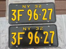 1932 New York  License Plate Pair 3F 96 27 picture