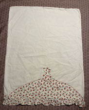 Vintage Pillowcase Embroidered Appliquéd Southern Belle Bonnet Roses Ruffle 29” picture