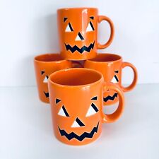 WAECHTERSBACH Lot of 4 Vtg Orange Pumpkin Mugs Jack O Lantern Made in Germany picture