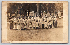 Original Old Vintage Outdoor Real Photo Postcard Family Gentlemen Ladies Kids picture