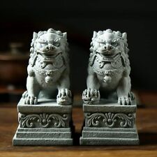 Pair of Authentic Chinese Foo Dogs Guardian Lions - Perfect Stone Bookends picture