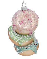 Regency International Glass Doughnut Stack with Sprinkles Ornament, 4