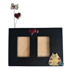 Cat Kitty Love Heart Black Double Photo Frame 5x7 Special Moment Cat Lover picture
