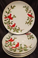 4 Lefton CARDINALS HOLLY BERRY Dinner Plate 10.25