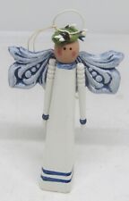 Vintage Wooden Angel Hand-Painted Hanging Ornament. picture