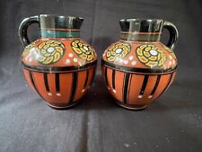 antique dutch Gouda plateel pair of pitchers . Approx 1920. Several marks picture
