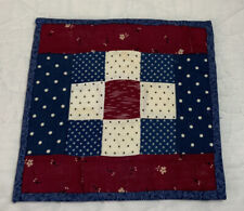 Antique Vintage Patchwork Small Quilt Table Topper, Nine Patch, Early Calicos picture