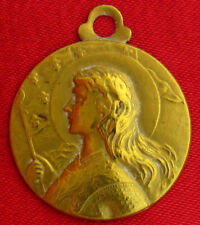 Antique JOAN OF ARC Medal French Religious Medal Hollow Light In Weight Pendant picture
