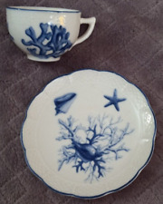 Nantucket Home Blue Sea Coral Starfish Tea Cup And Saucer picture