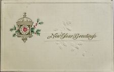 New Year Greetings, Embossed Early 1900's Holiday Greetings picture