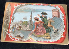 c1907 Patriotic Tuck Postcard, Viewing Battle Of Bunker Hill, Revolutionary War picture